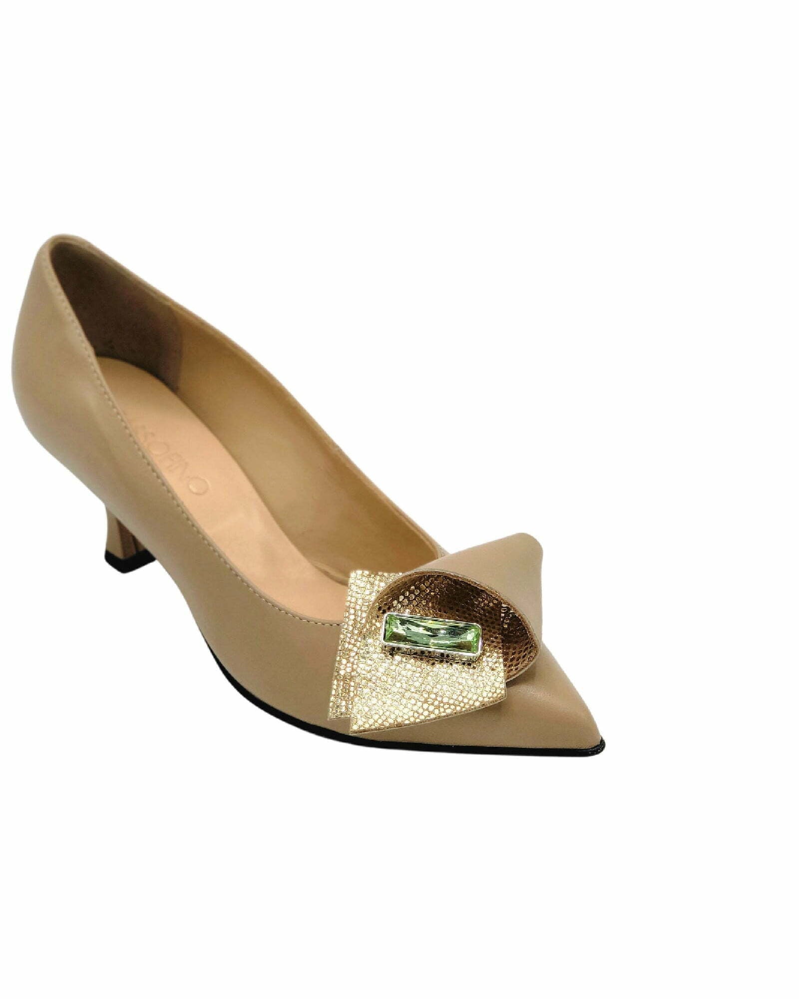 Pantofi cu toc jos si fundita PF0245 cappuccino
