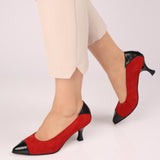 Pantofi cu varf ascutit si toc jos PF0245-4 rosu