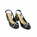 Pantofi decupati cu accesoriu Nisa negru lacuit