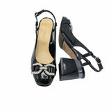 Pantofi decupati cu accesoriu Nisa negru lacuit