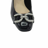 Pantofi decupati cu accesoriu Nisa negru lacuit