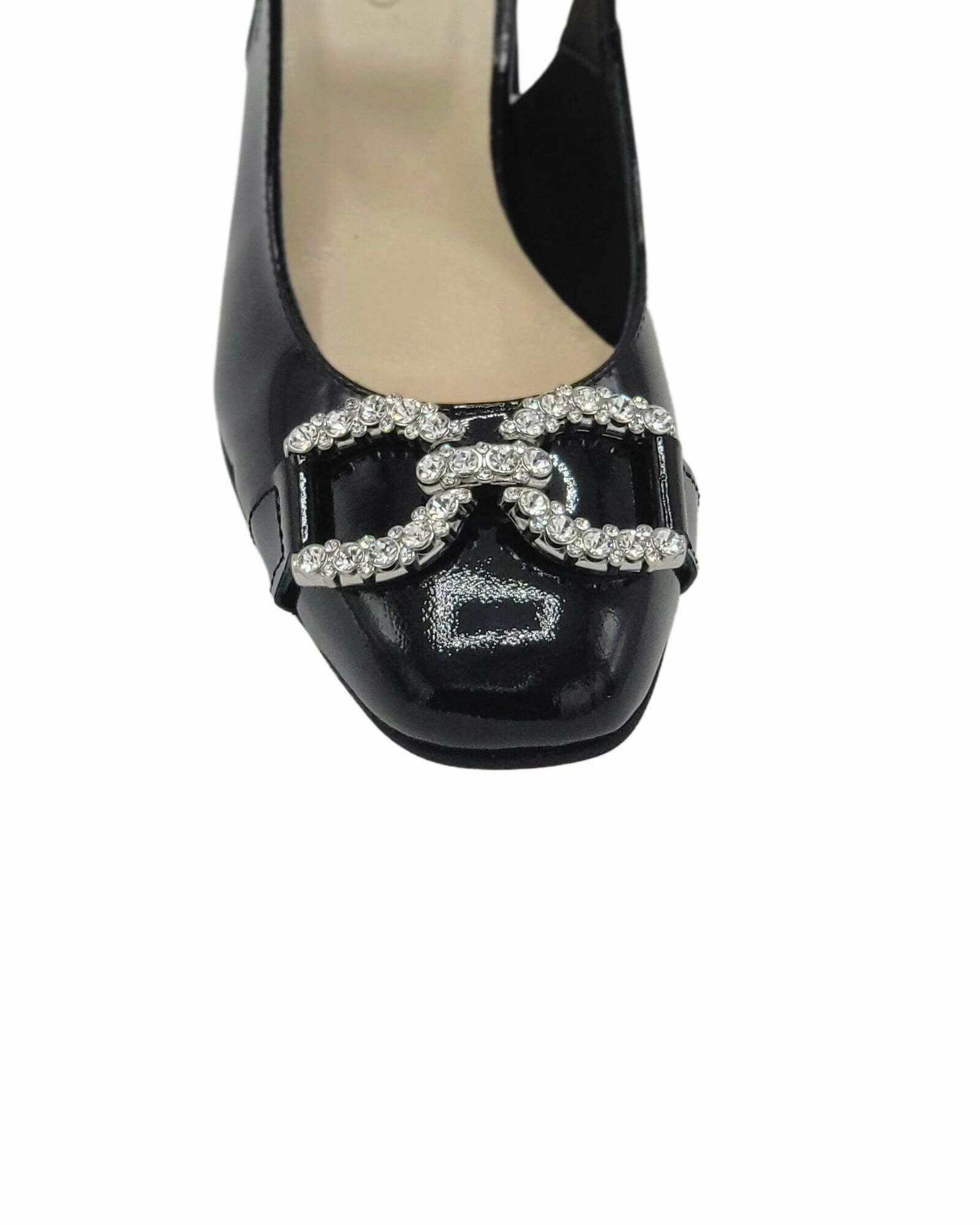 Pantofi decupati cu accesoriu Nisa negru lacuit