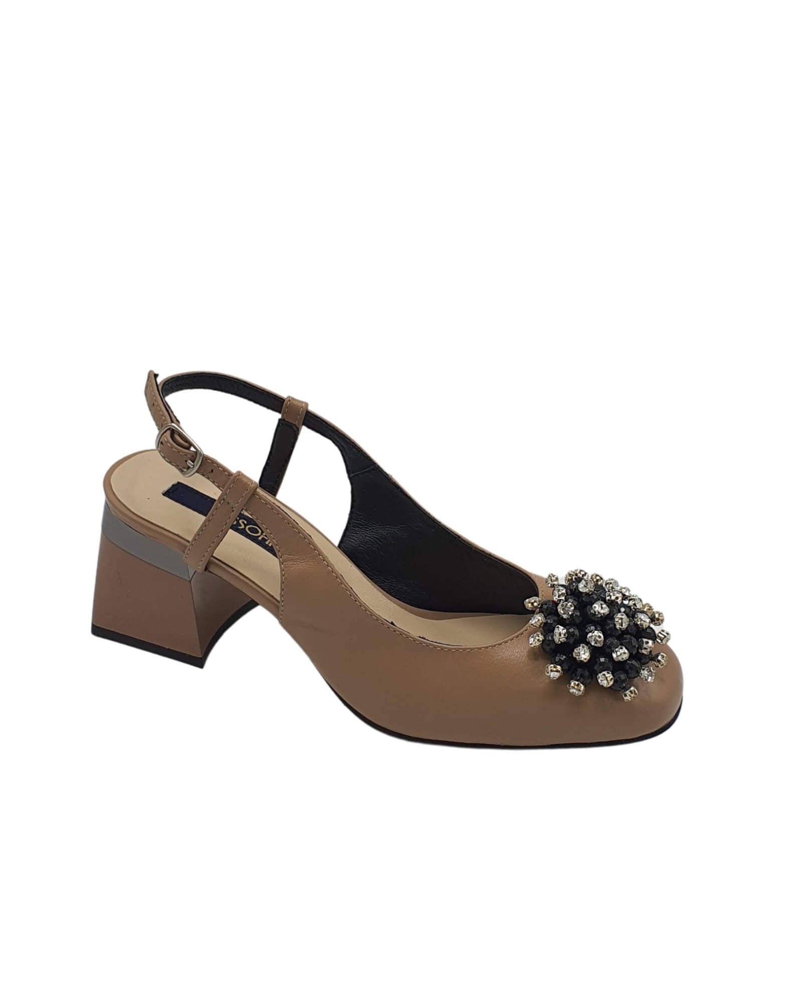Pantofi decupati cu accesoriu Paris Cappuccino