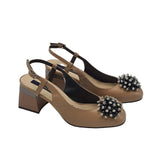 Pantofi decupati cu accesoriu Paris Cappuccino