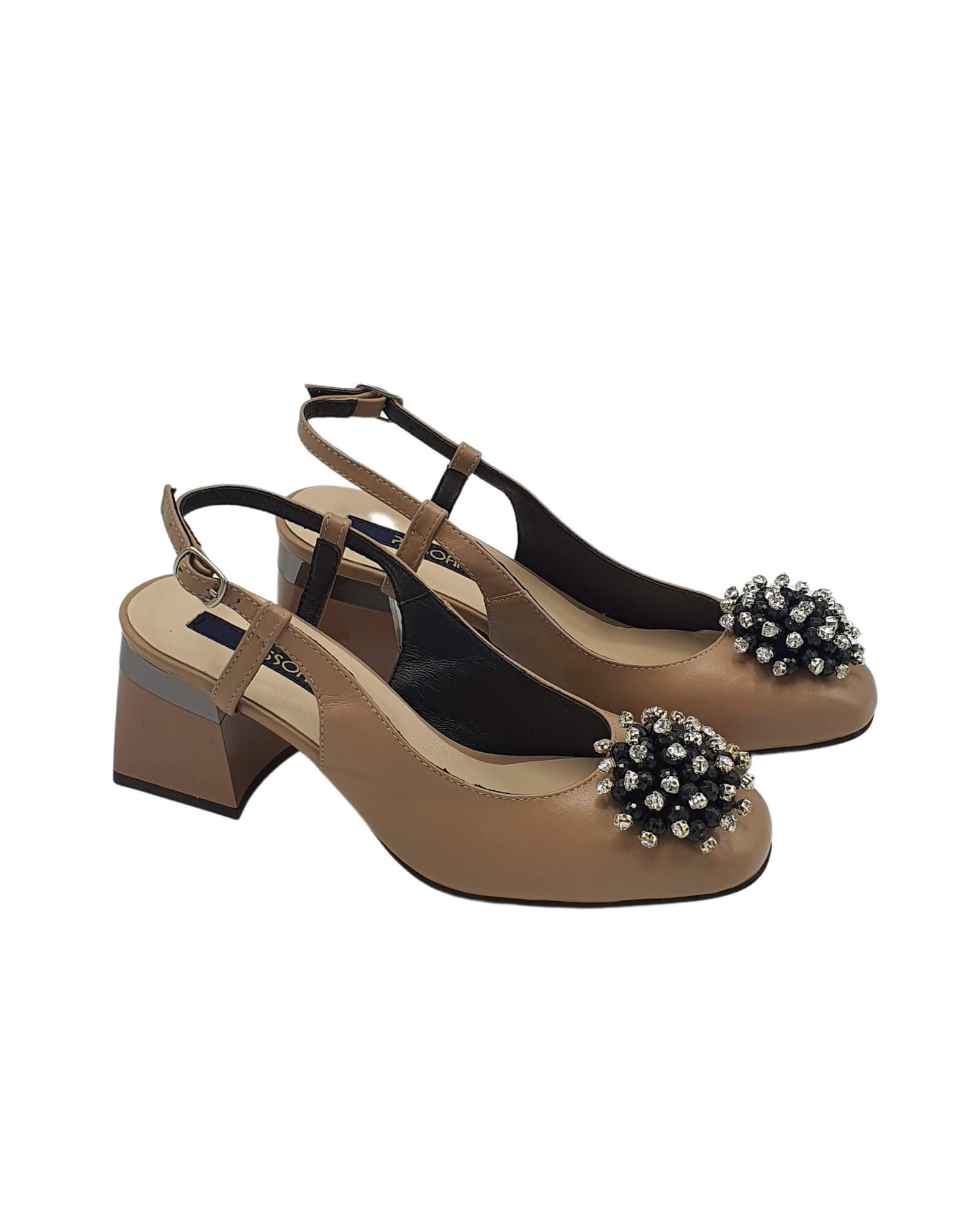 Pantofi decupati cu accesoriu Paris Cappuccino