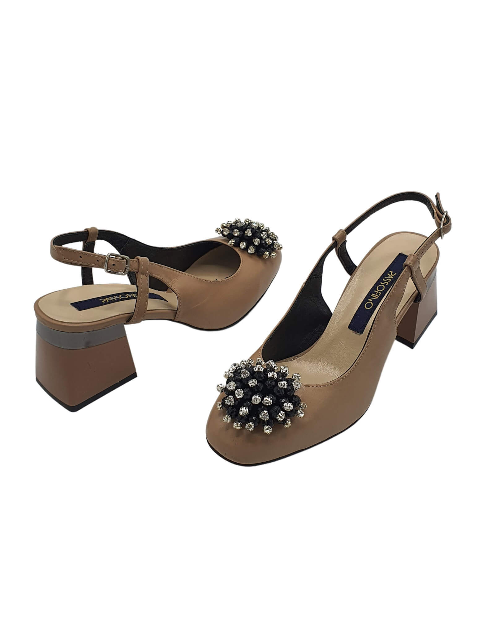 Pantofi decupati cu accesoriu Paris Cappuccino
