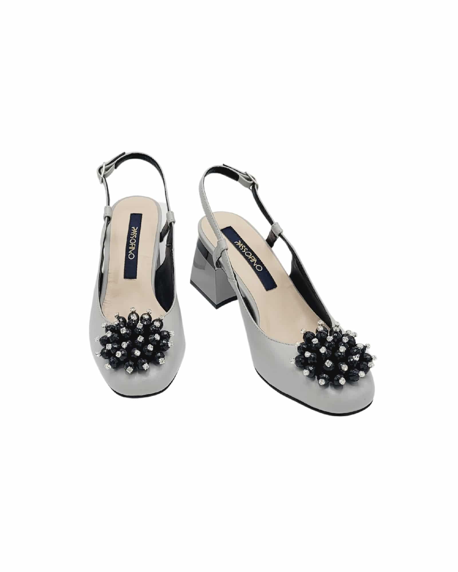 Pantofi decupati cu accesoriu Paris Grey