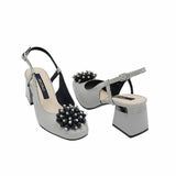 Pantofi decupati cu accesoriu Paris Grey
