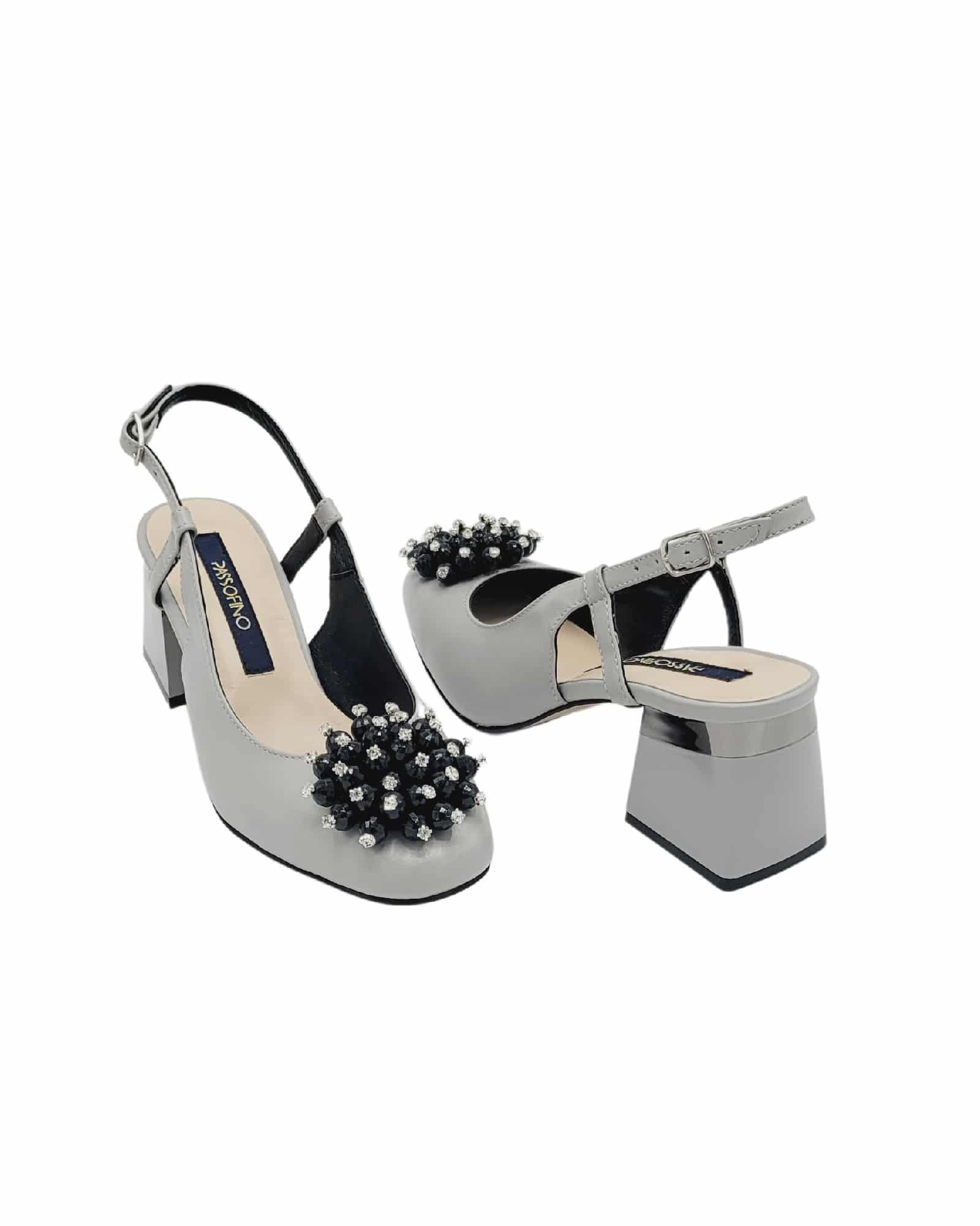 Pantofi decupati cu accesoriu Paris Grey