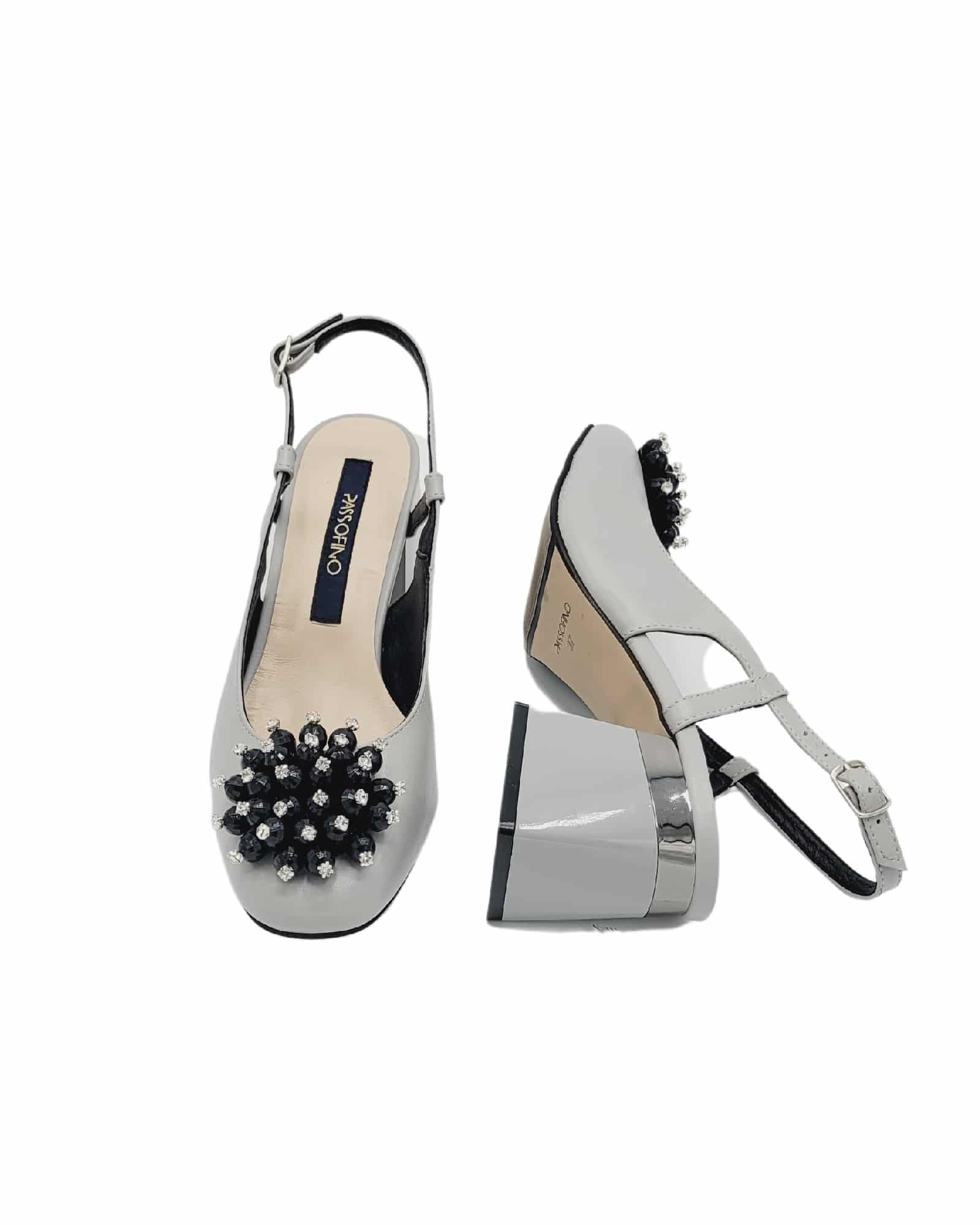 Pantofi decupati cu accesoriu Paris Grey
