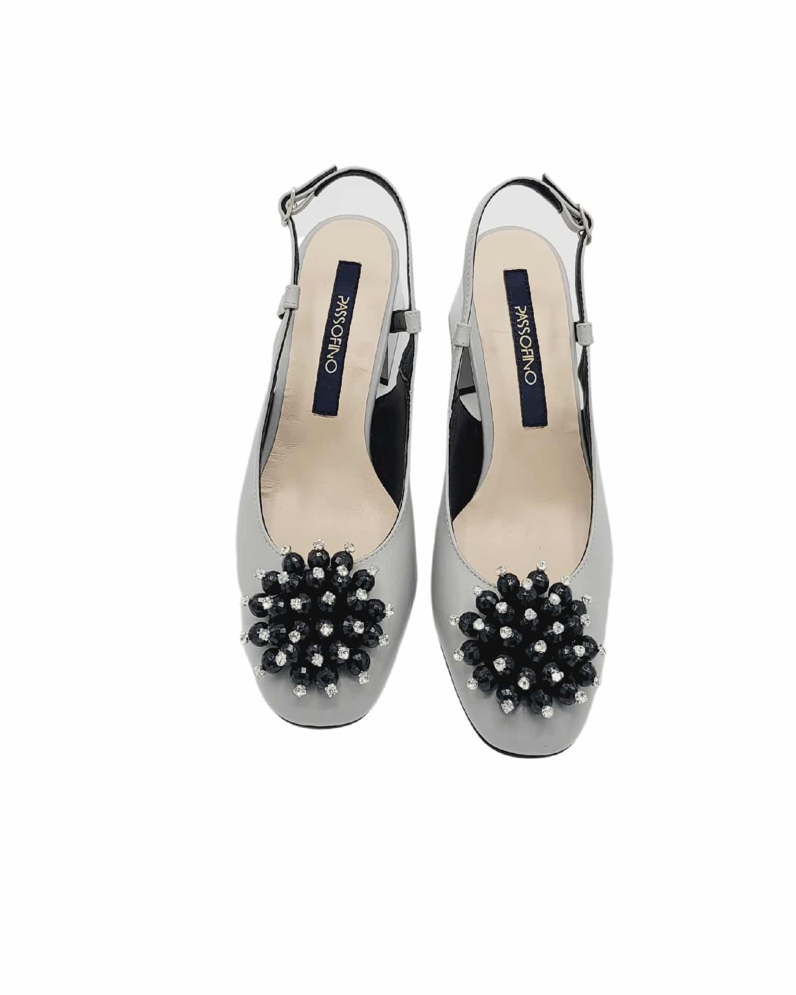 Pantofi decupati cu accesoriu Paris Grey