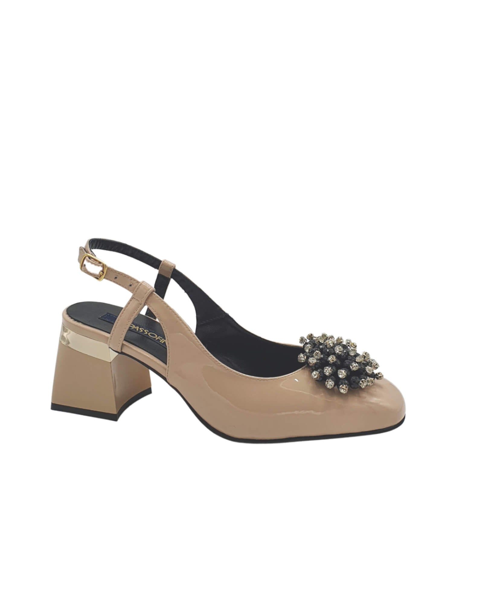 Pantofi decupati cu accesoriu Paris Nude