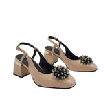 Pantofi decupati cu accesoriu Paris Nude