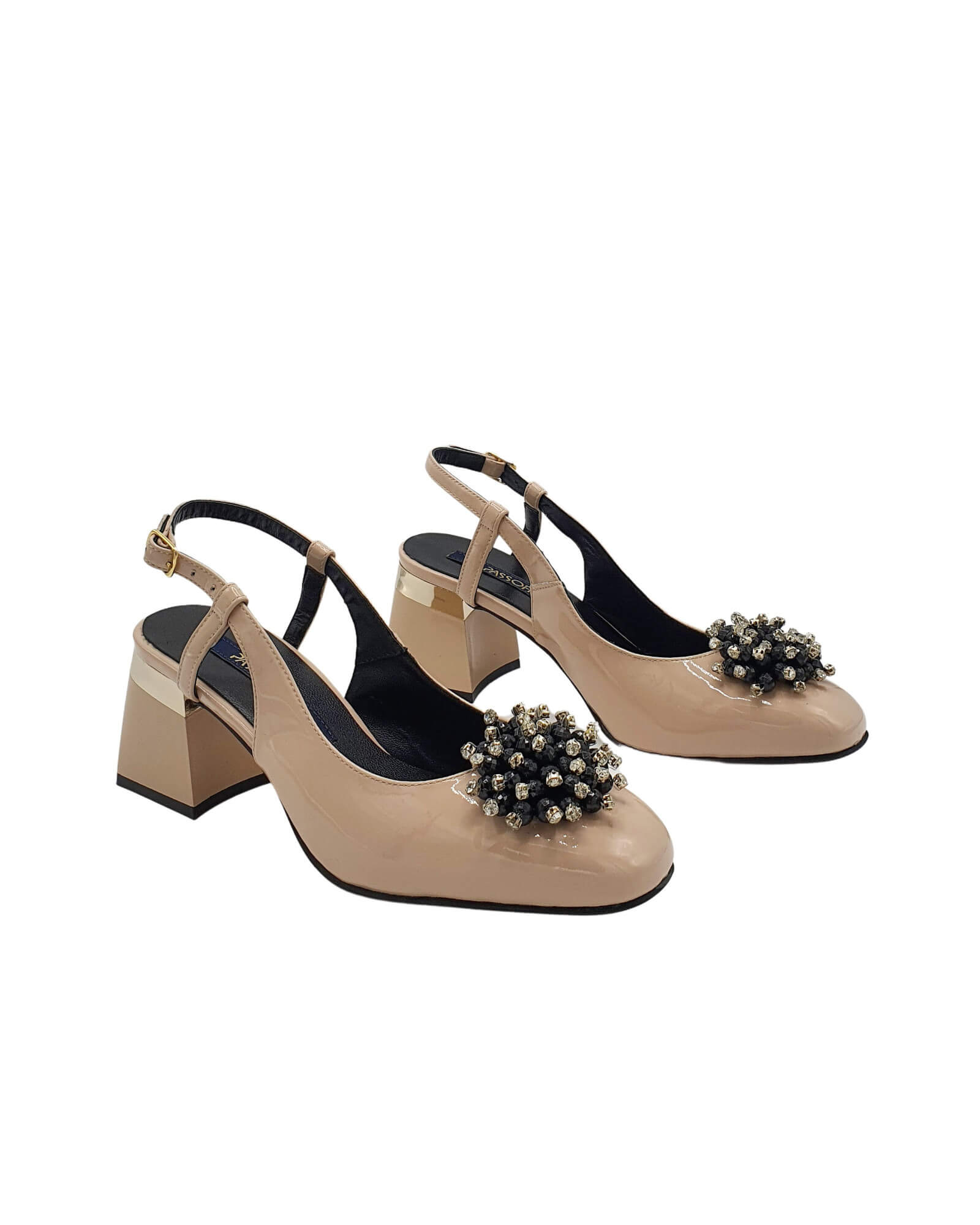 Pantofi decupati cu accesoriu Paris Nude