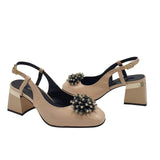 Pantofi decupati cu accesoriu Paris Nude