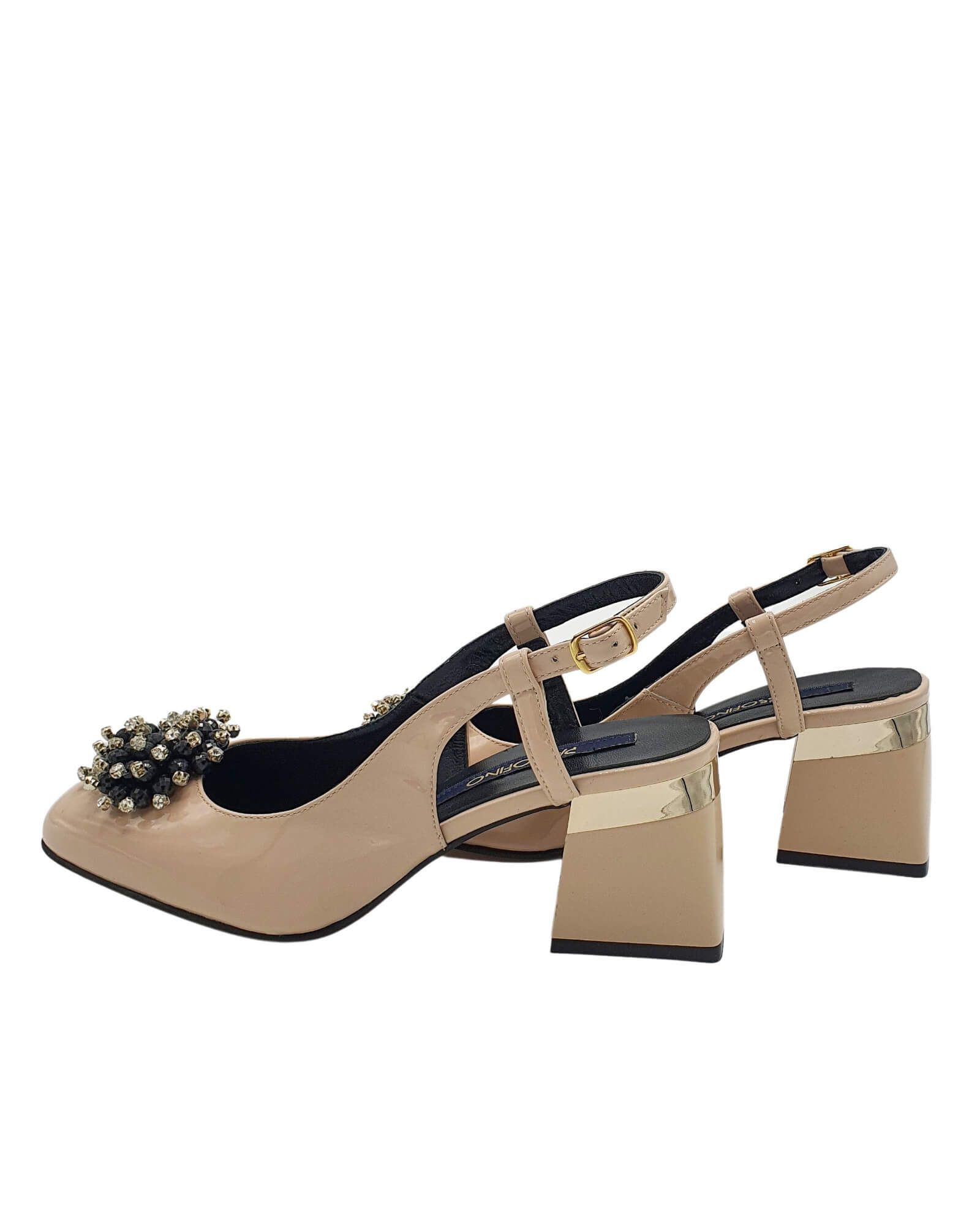 Pantofi decupati cu accesoriu Paris Nude