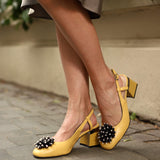 Pantofi decupati cu accesoriu Paris Yellow