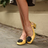 Pantofi decupati cu accesoriu Paris Yellow