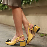 Pantofi decupati cu accesoriu Paris Yellow