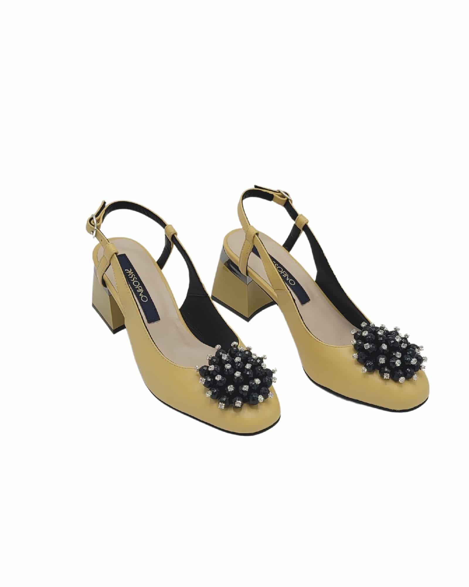 Pantofi decupati cu accesoriu Paris Yellow