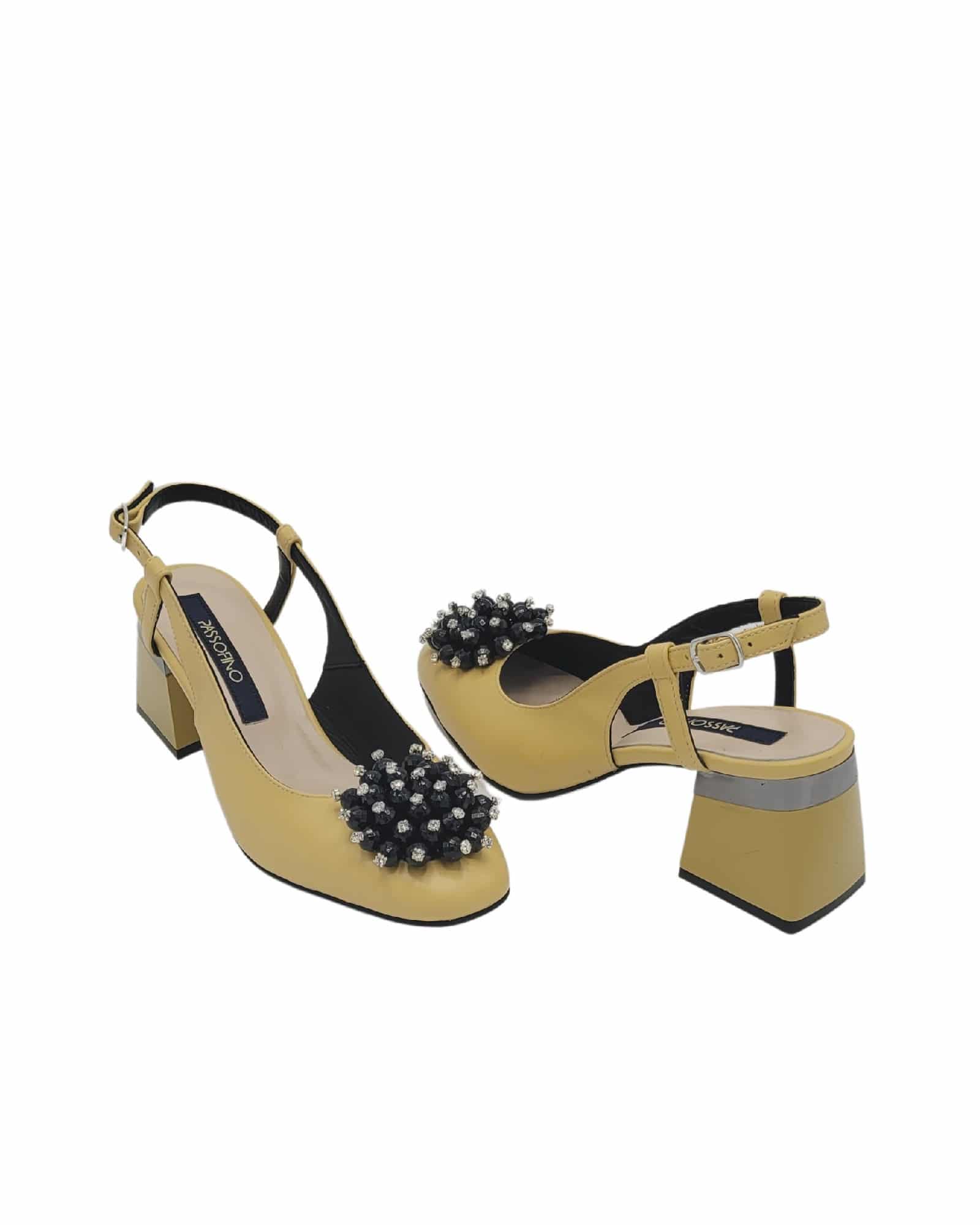 Pantofi decupati cu accesoriu Paris Yellow
