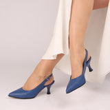 Pantofi decupati cu toc jos PF0245-5 Blue