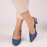 Pantofi decupati cu toc jos PF0245-5 Blue