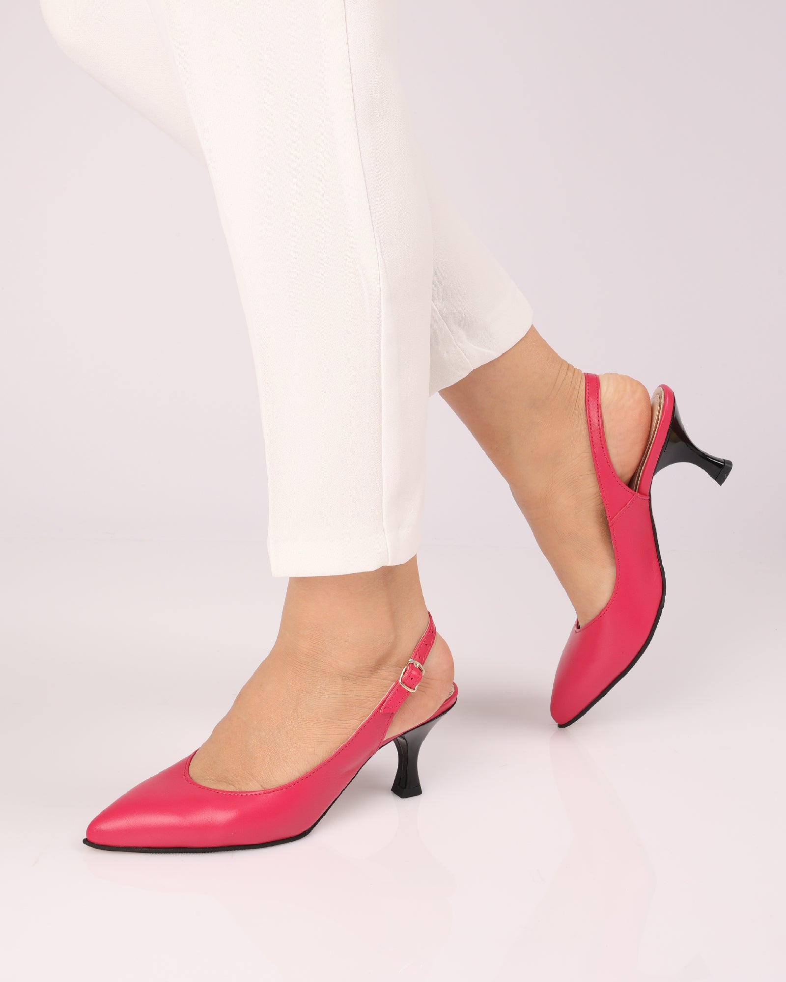 Pantofi decupati cu toc jos PF0245-5 fucsia