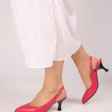 Pantofi decupati cu toc jos PF0245-5 fucsia