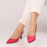 Pantofi decupati cu toc jos PF0245-5 fucsia