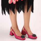 Pantofi decupati din piele fucsia Carmen