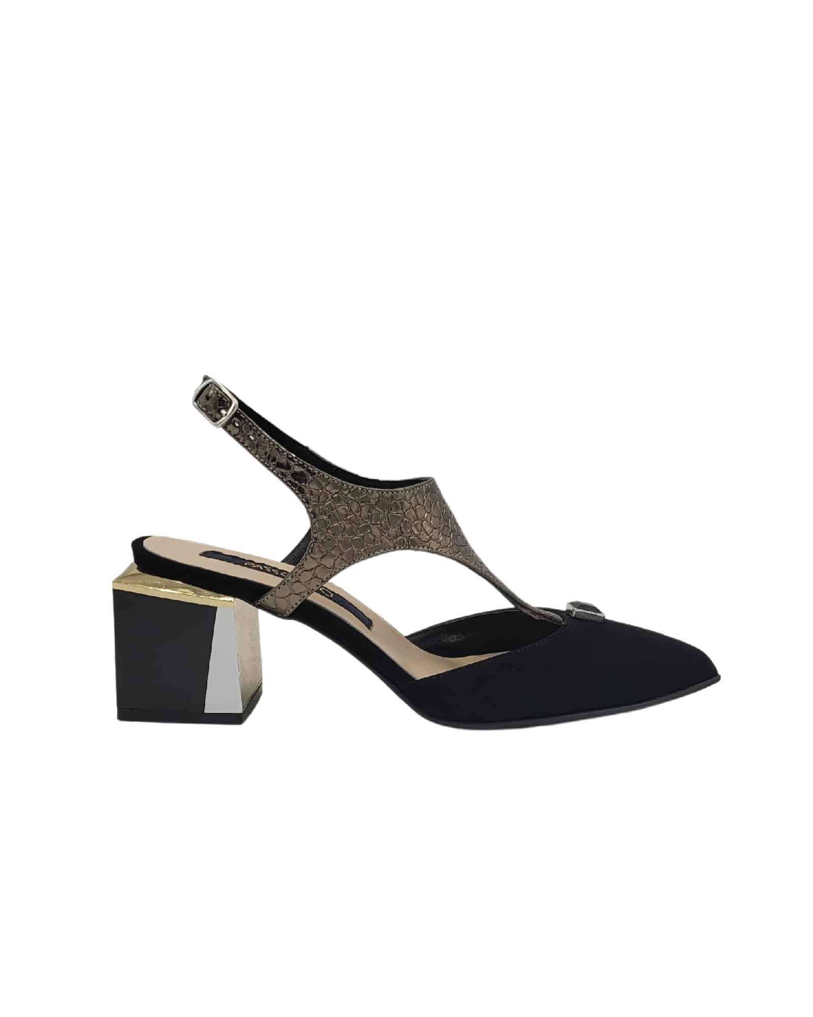 Pantofi decupati din piele intoarsa Pf456-3 negru
