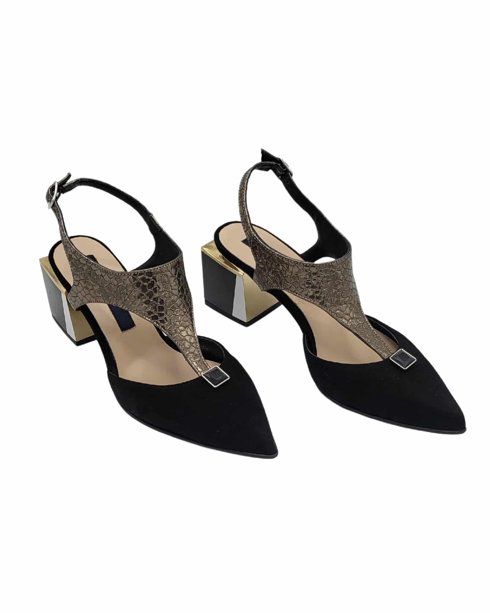 Pantofi decupati din piele intoarsa Pf456-3 negru