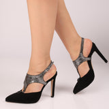 Pantofi decupati din piele intoarsa PF597-26 negru