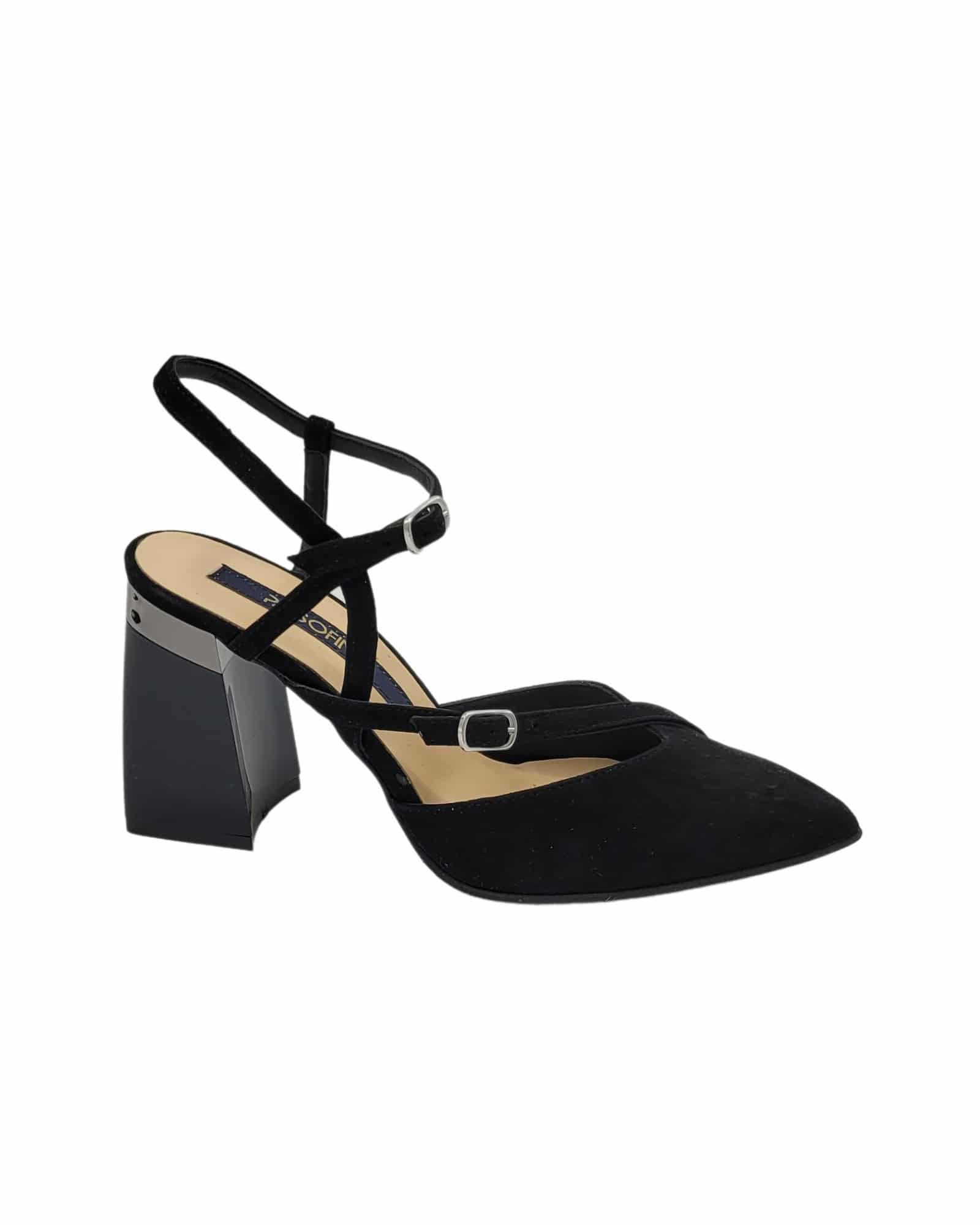 Pantofi decupati din piele intoarsa VenusBlack