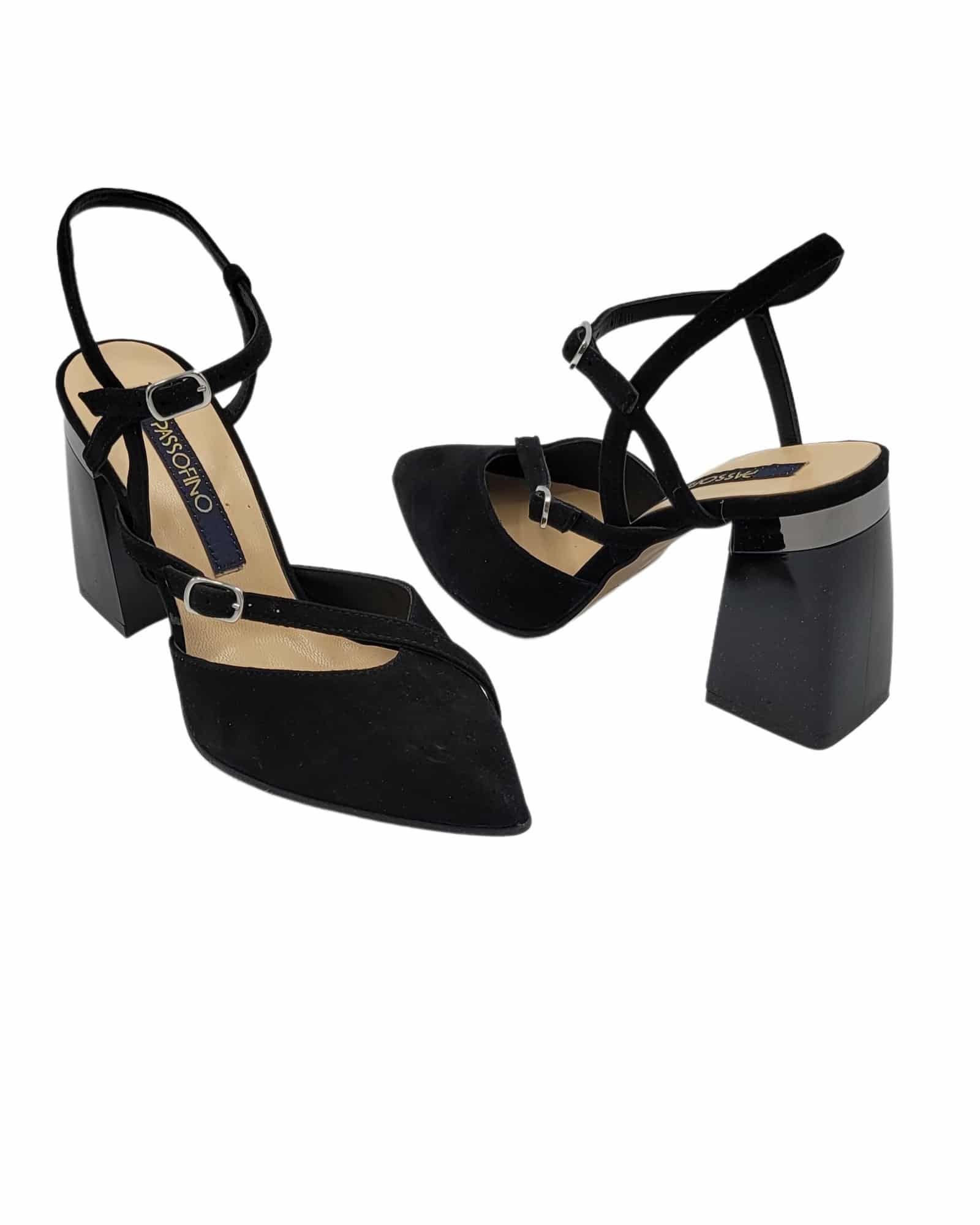 Pantofi decupati din piele intoarsa VenusBlack