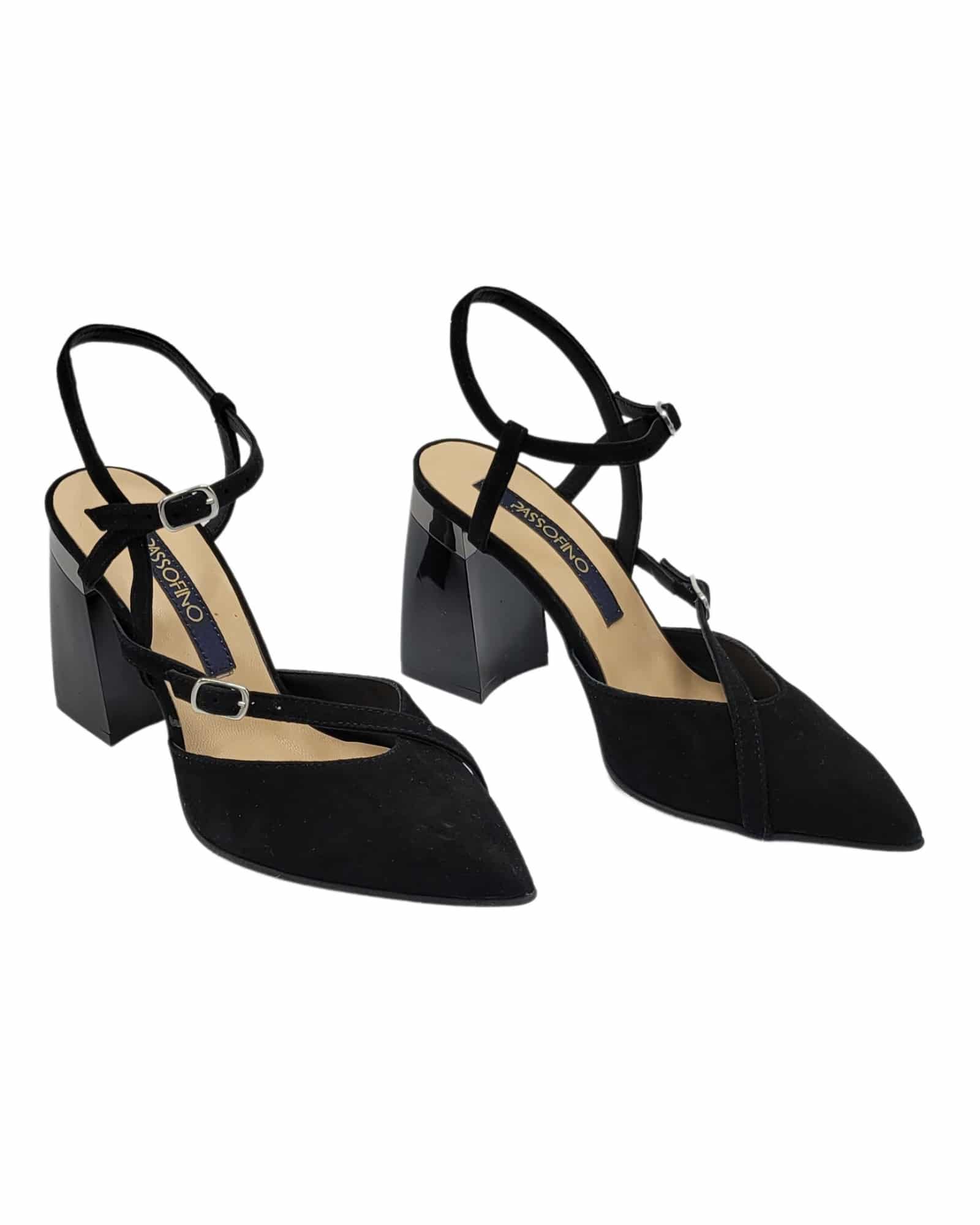 Pantofi decupati din piele intoarsa VenusBlack