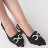Pantofi decupati din piele intoarsa Yasmina Black
