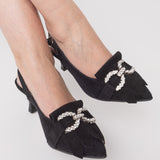Pantofi decupati din piele intoarsa Yasmina Black