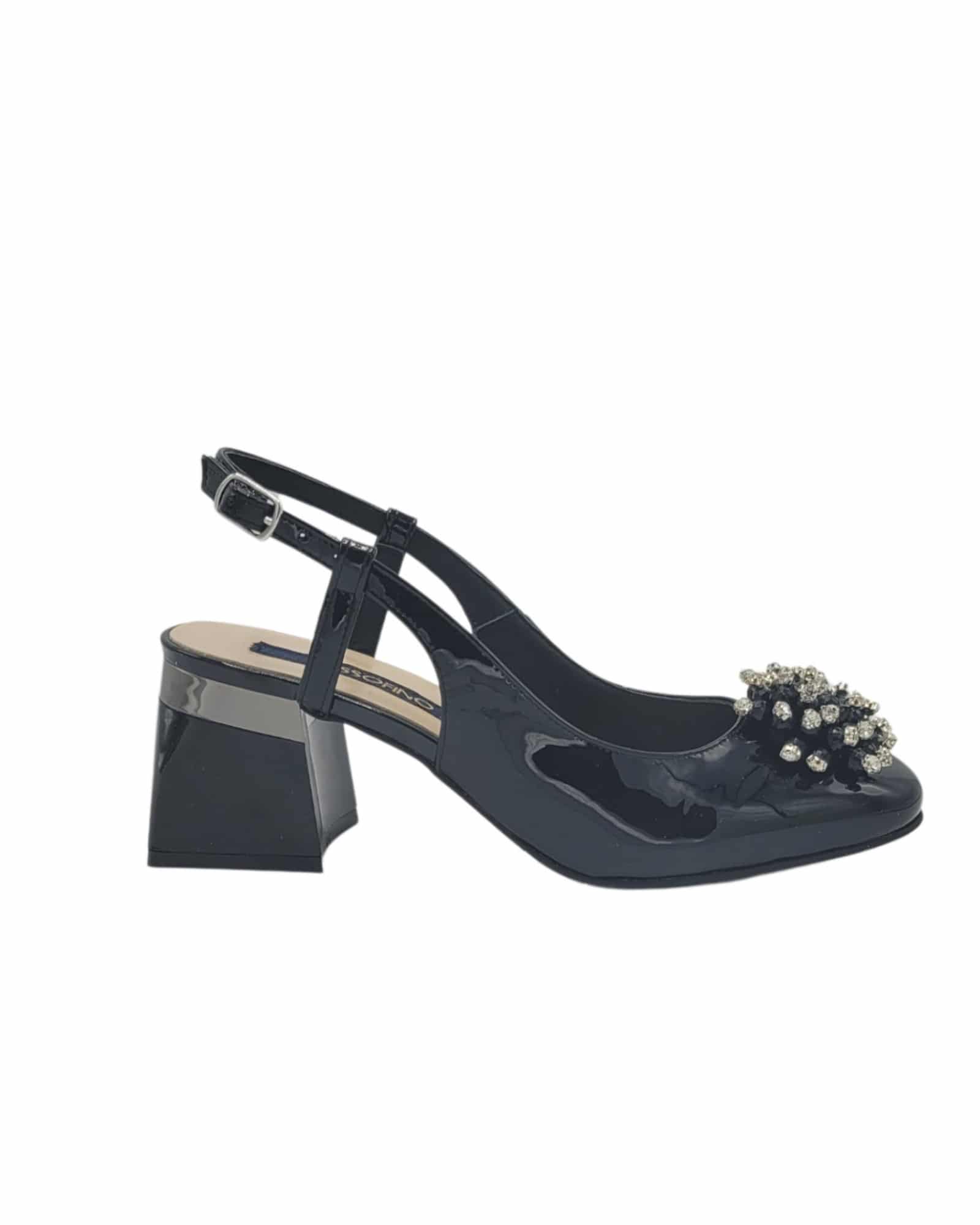 Pantofi decupati din piele lacuita Paris Black