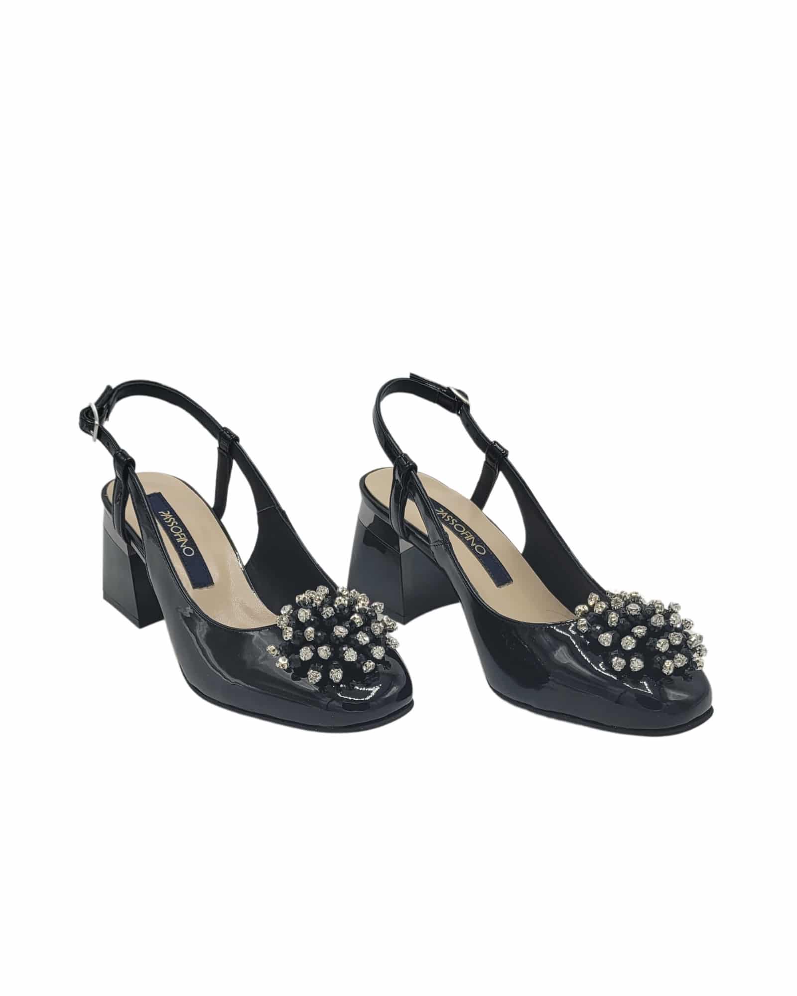 Pantofi decupati din piele lacuita Paris Black