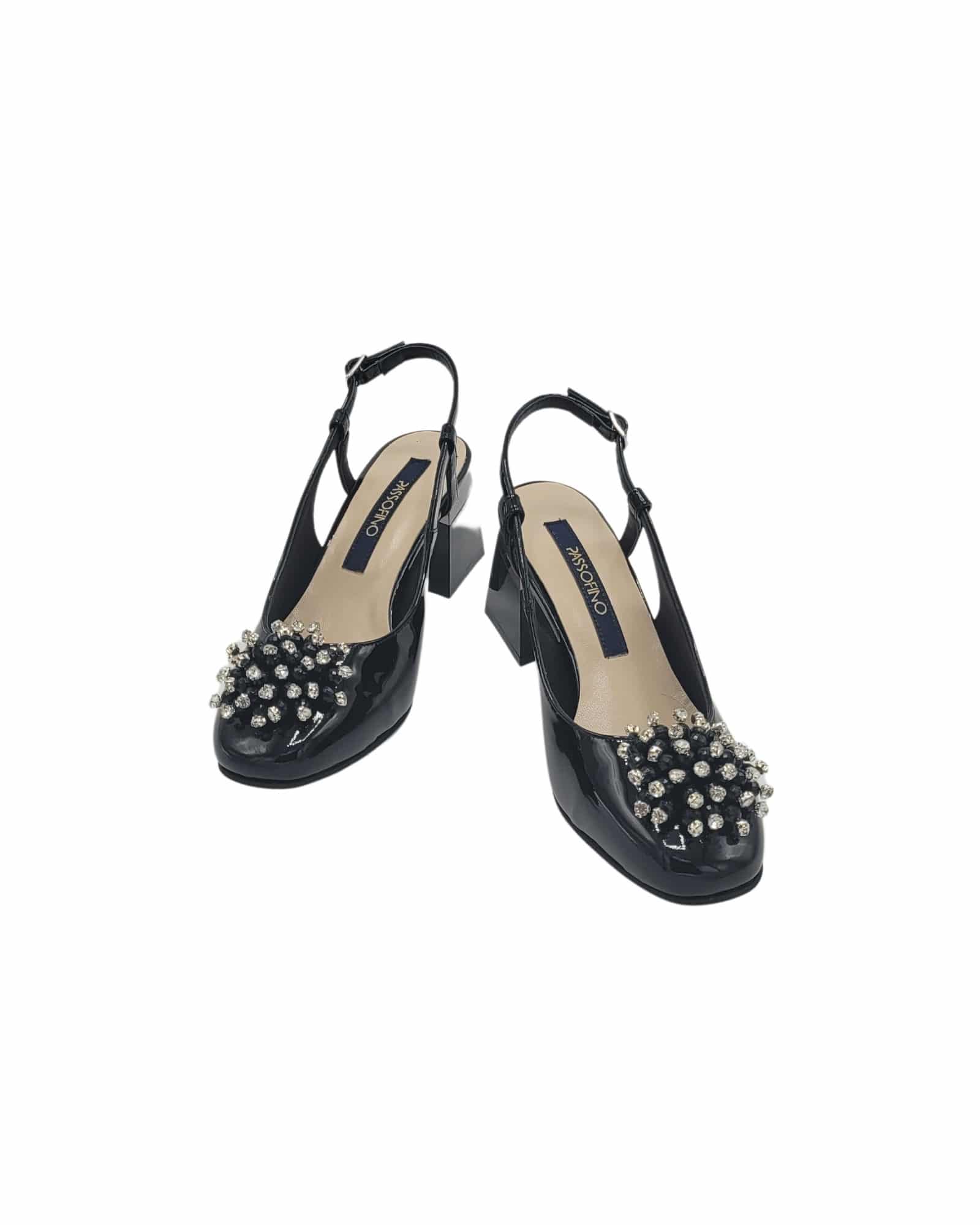 Pantofi decupati din piele lacuita Paris Black
