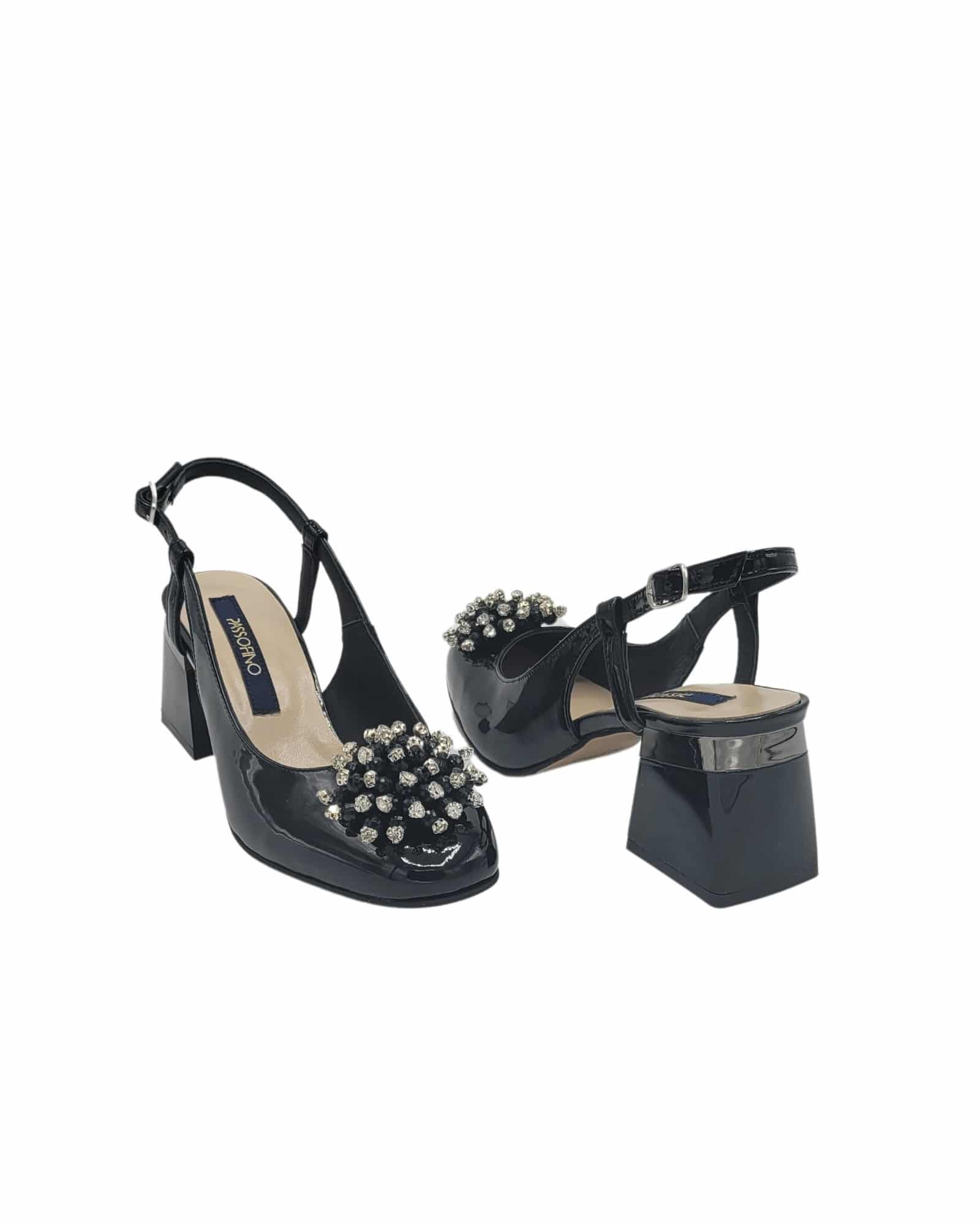 Pantofi decupati din piele lacuita Paris Black