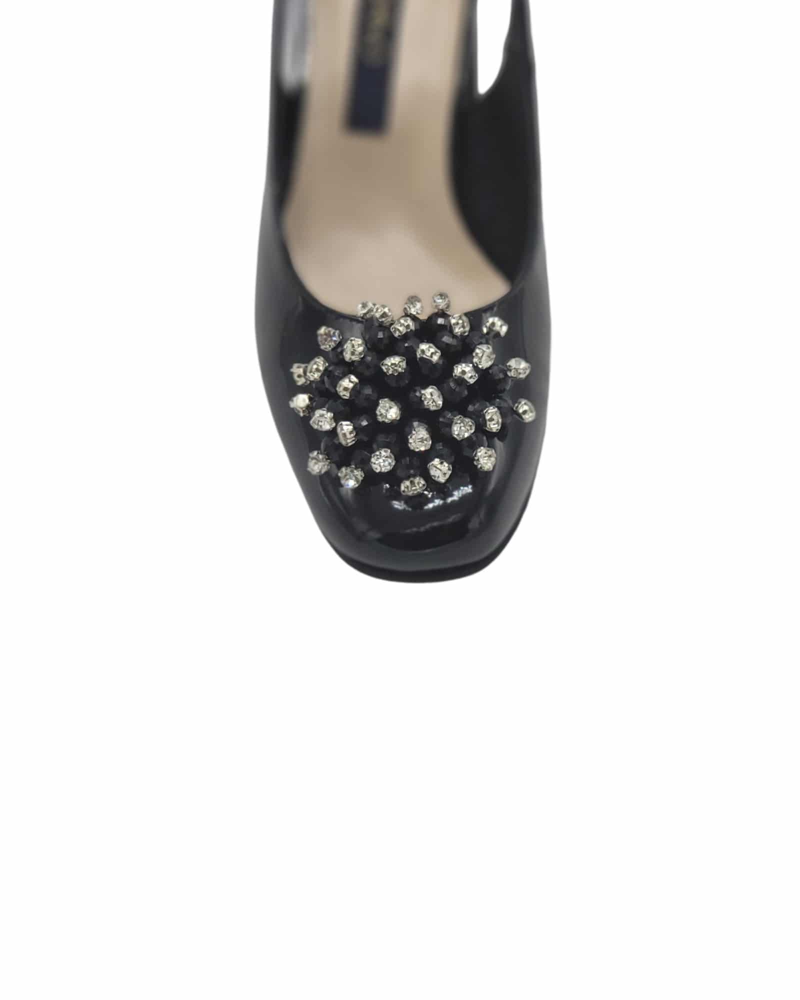 Pantofi decupati din piele lacuita Paris Black