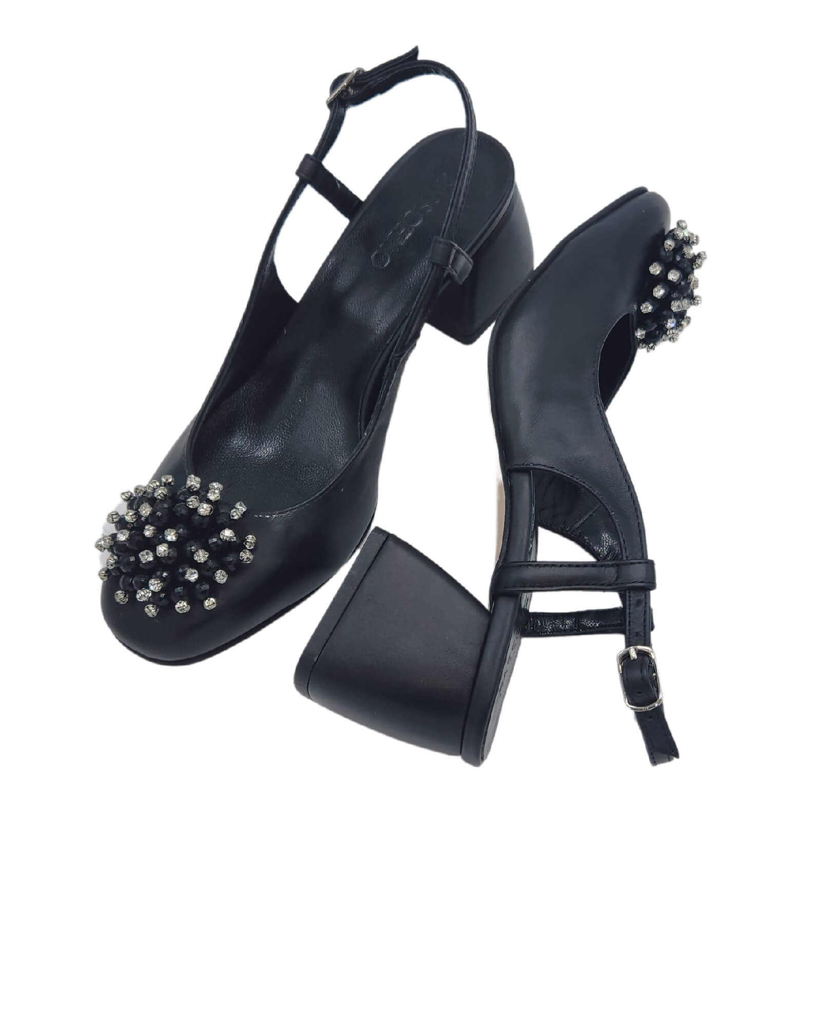 Pantofi decupati din piele neagra Carmen