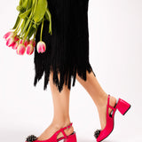 Pantofi decupati din piele soft Tatiana fucsia