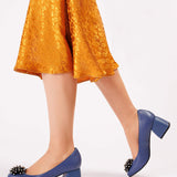 Pantofi din piele blue cu toc imbracat Giulia