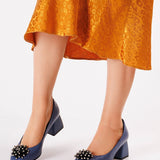 Pantofi din piele blue cu toc imbracat Giulia