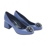 Pantofi din piele blue cu toc imbracat Giulia