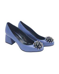Pantofi din piele blue cu toc imbracat Giulia